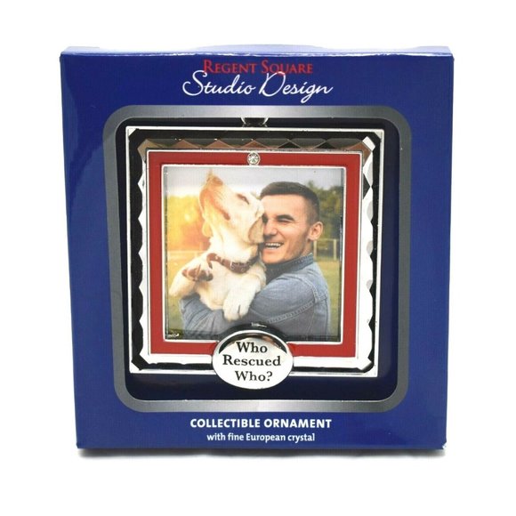 Who Rescued Who Pet Photo Frame European Crystal Square Hanging Regent Square - Picture 1 of 3